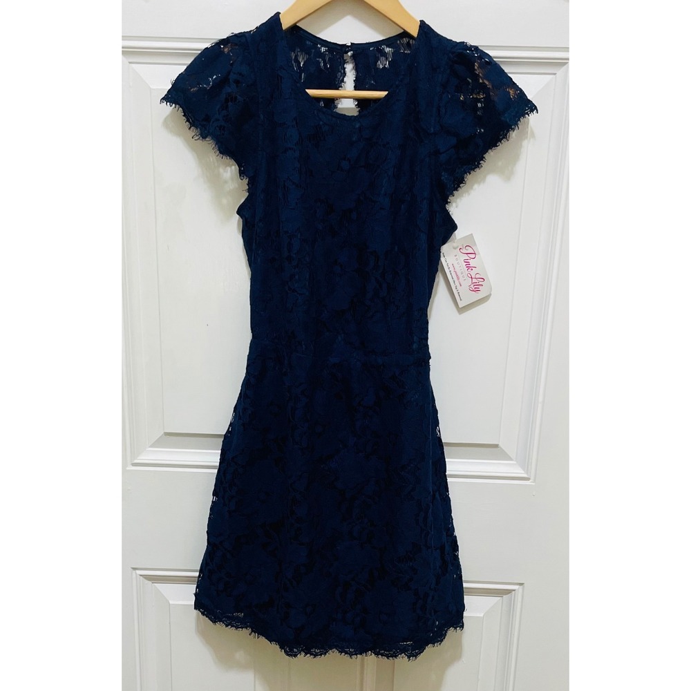 Pink Lily Boutique‎ Forever Divine Navy Blue Lace Dress - Women's Party